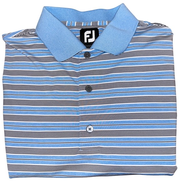 FootJoy Other - FootJoy Mens Blue Striped Performance Golf Polo Shirt Size M‎ Willow Tree Logo